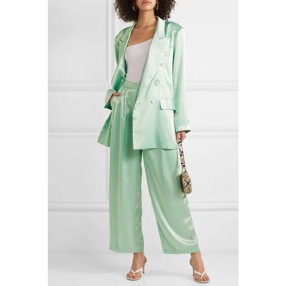 THE FRANKIE SHOP Karen Satin Mint Double Breasted Blazer US XS - Picture 2 of 12